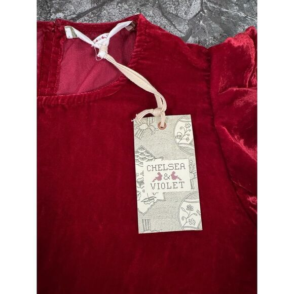 Chelsea & Violet Womens Velvet Flutter Sleeve Mini Dress Red NWT Sz M - Picture 7 of 14